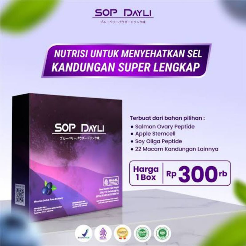 

SOP Dayli 1 Box Rasa Blueberry lsi 15 Sachet@ 15 gram