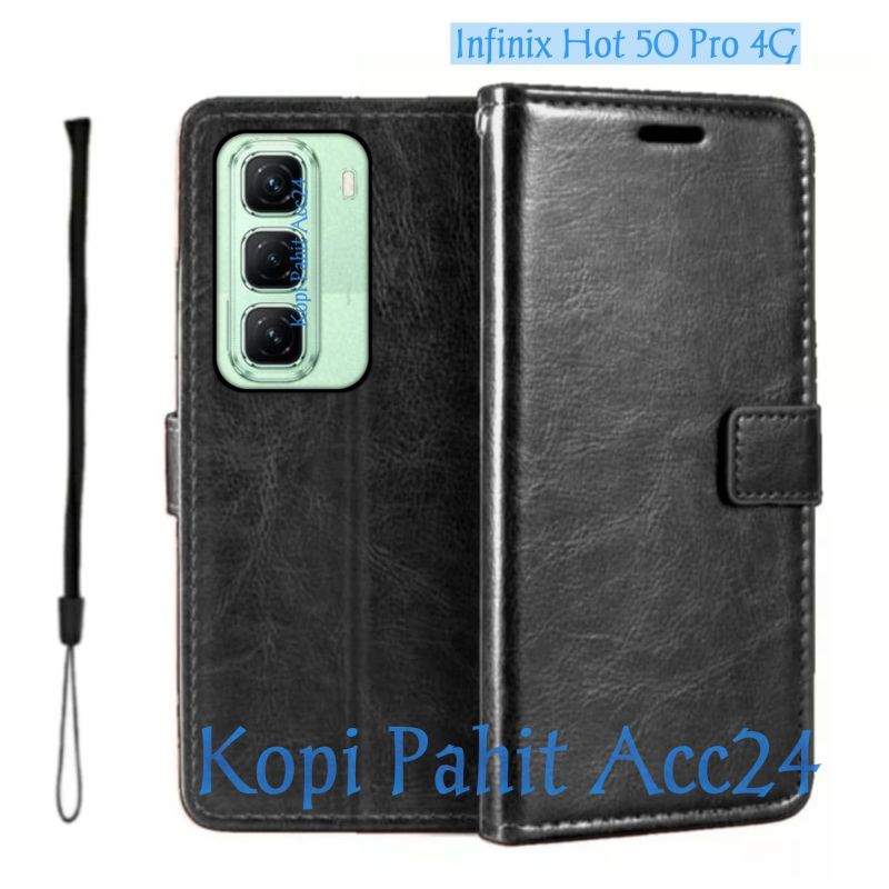 Case Untuk Hp Infinix Hot 50 Pro 4G X6881 Flip Cover Wallet Sarung Hp Casing Dompet Flip Magnet