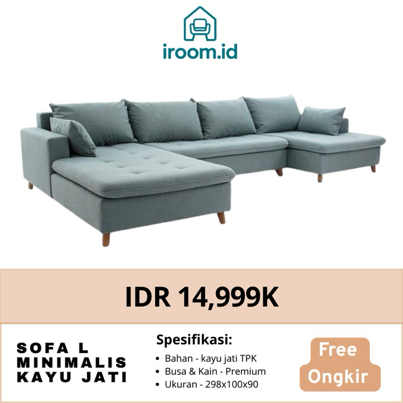 GRATIS ONGKIR Set Sofa sudut Milare – Sofa L Modern Minimalis Kayu Jati - SOFA RUANG TAMU - sofa sud