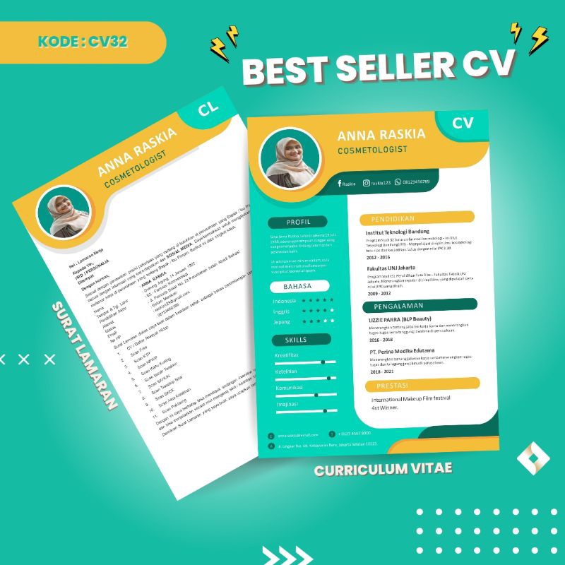 CV dan Surat Lamaran Kerja Via Email PDF (Kode CV32)