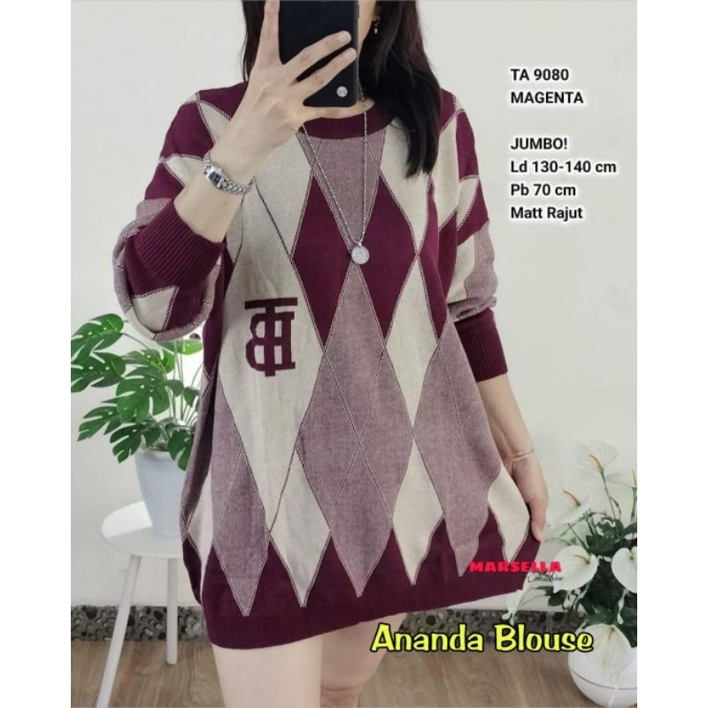ananda sweater rajut by marsela blouse rajut import atasan knit jumbo ld 120 xl xxl ld 130 knit uniq
