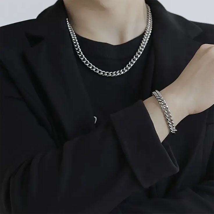 MURAH - Pesan Kalung Gratis Gelang Kalung Titanium Pria Motif Rantai Nikle Lebar 3 mm / Kalung Titan