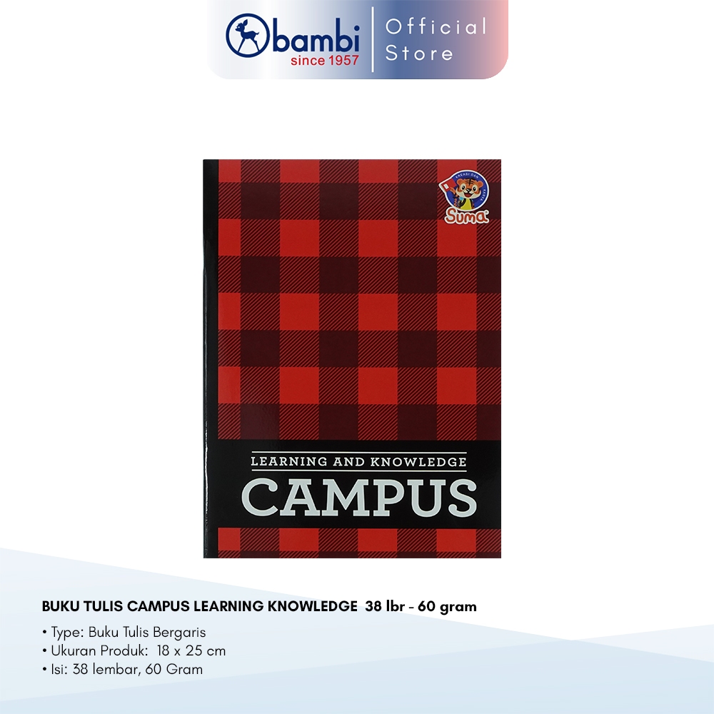 

Bambi x Suma Buku Tulis Learning And Knowledge Campus Isi 38 Lembar 60 Gram 1 PC Original