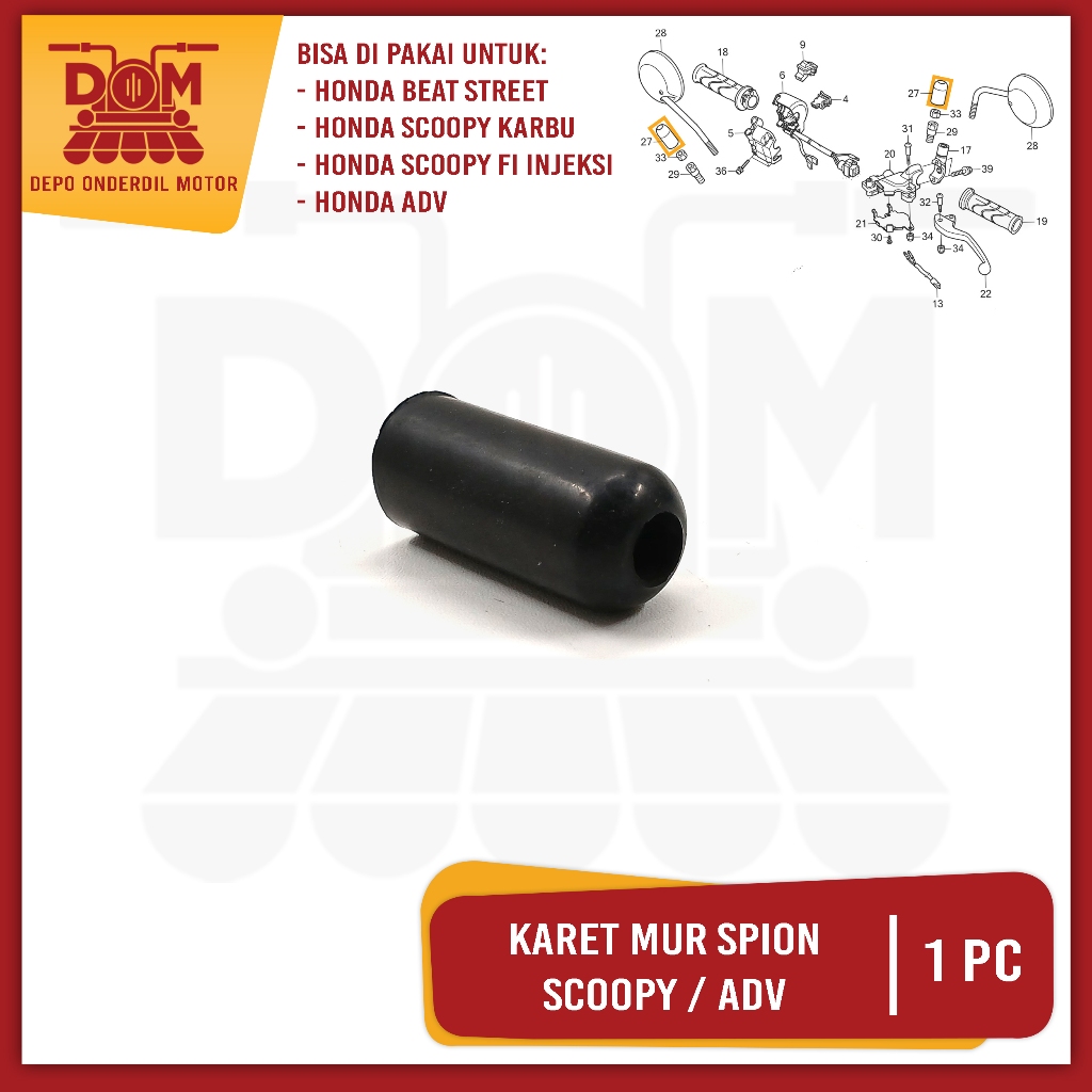 Karet Mur Spion Scoopy ADV Bulat (PSP) Karet Tutup Baut Spion Beat Street Scoopy Karbu Scoopy Fi