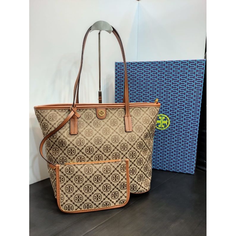 Tas Branded Import Premium II Tote bag Kanvas Uk32cm Tas Tory burch TB Monogram Free box