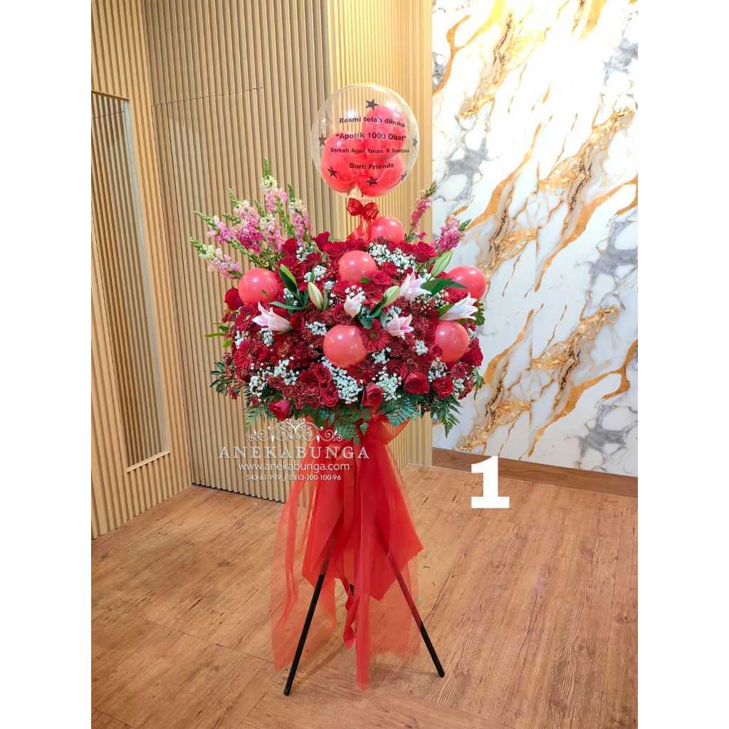 Standing Flower Balloon Bunga Besi Ucapan Fresh Dekorasi Happy Wedding Anniversary Birthday