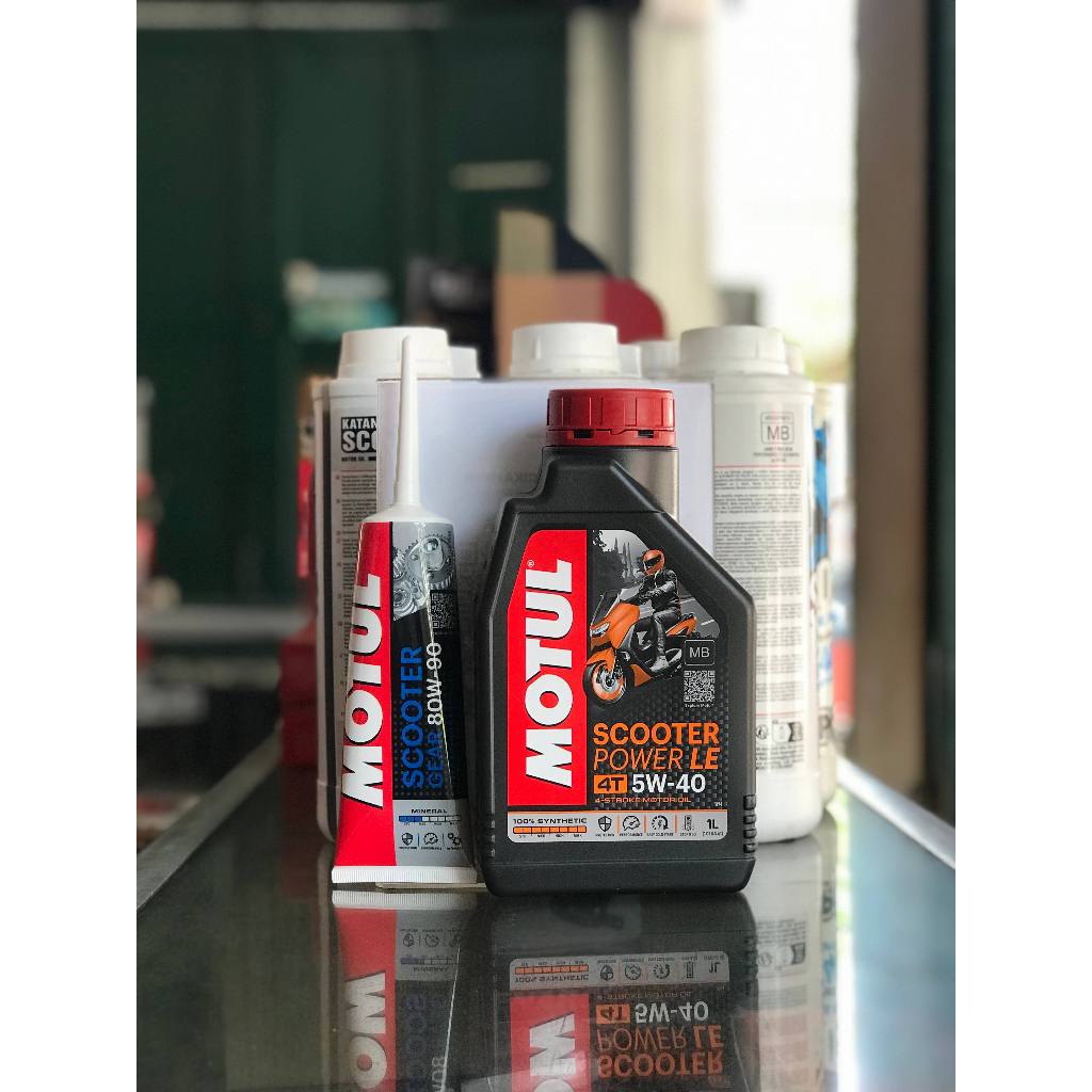 BUNDLING OLI MOTUL SCOOTER POWER LE 1 LITER DAN OLI GARDAN MOTUL 120ML