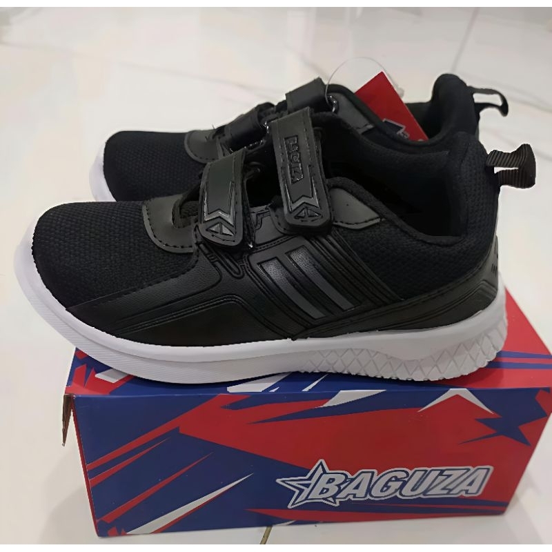 Sepatu Sekolah Baguza Cewe Cowo Perekat Hitam Putih_Sepatu Sekolah Size 28-30