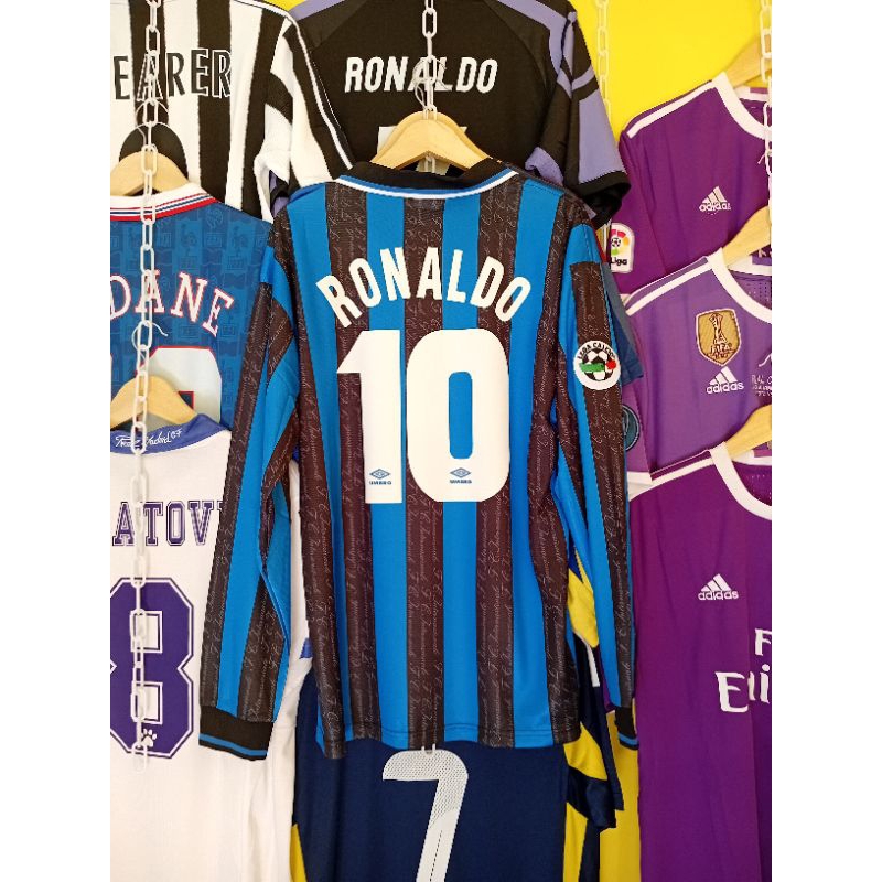 JERSEY BOLA RETRO LS GO INTER 1997 1998 HOME RONALDO 10