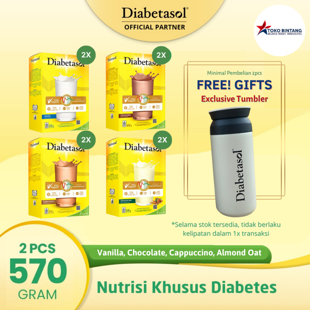 

Diabetasol 570gr - Vanila/Coklat/Capucino/Almond Oat