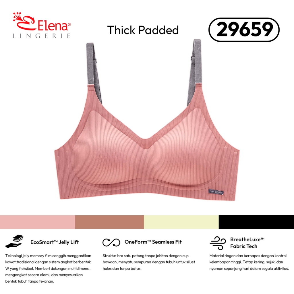 Elena One piece Seamless Medium Padded Bra E 29659 - Multicolour Size M-XL- Pakaian Dalam BH Wanita