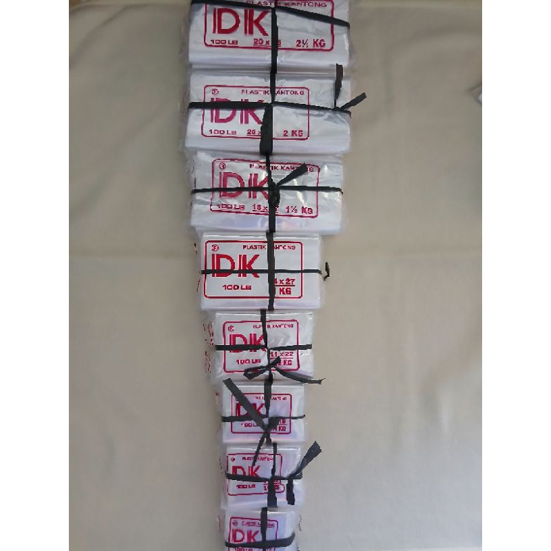 Plastik Kantong DK per ikat isi 5 pack -plastik sayur-plastik minyak, gula dll uk (1ons, 2ons, ¼kg, 
