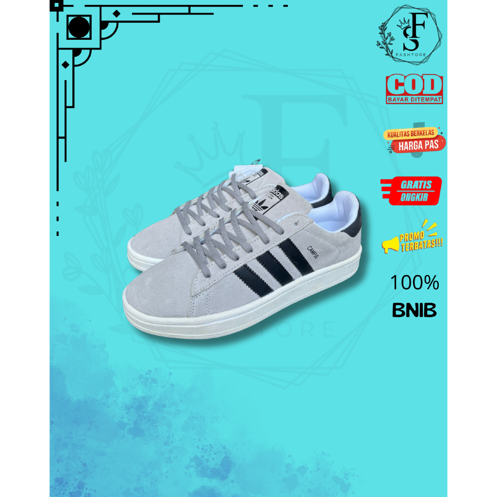 Sepatu Adidas Campus Gray Black White BNIB
