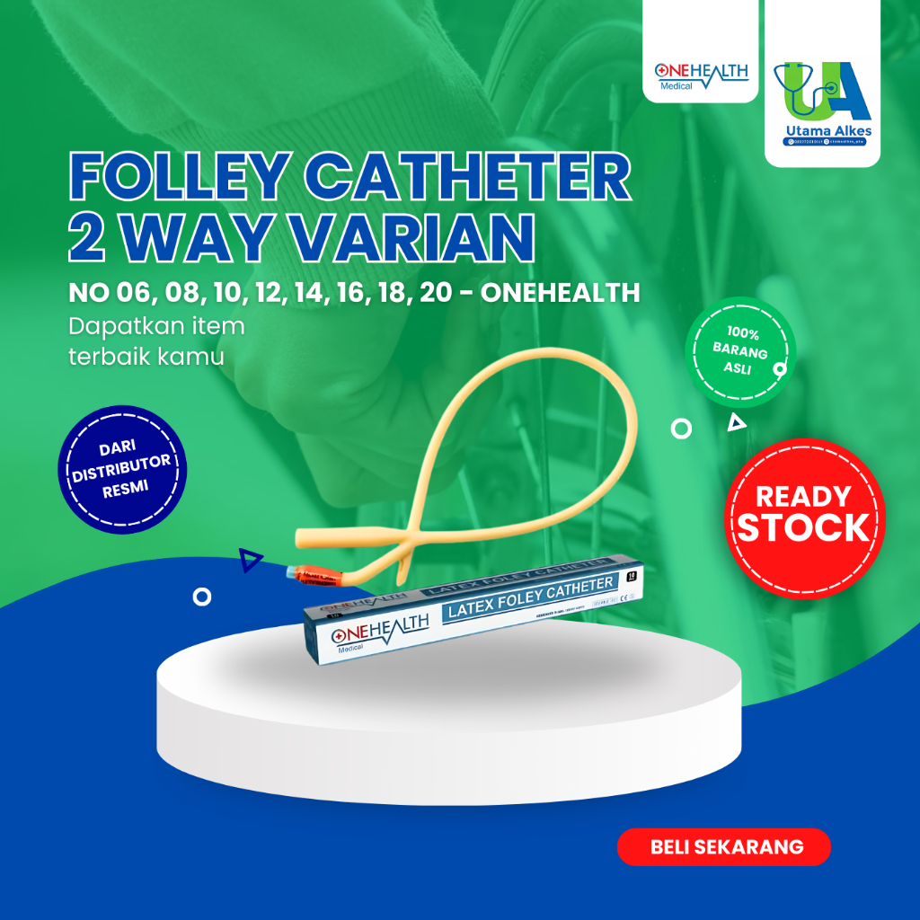 Foley Catheter 2 Way OneHealth | Ukuran No 6 8 10 12 14 16 18 20 | Kateter Urine Medis Steril