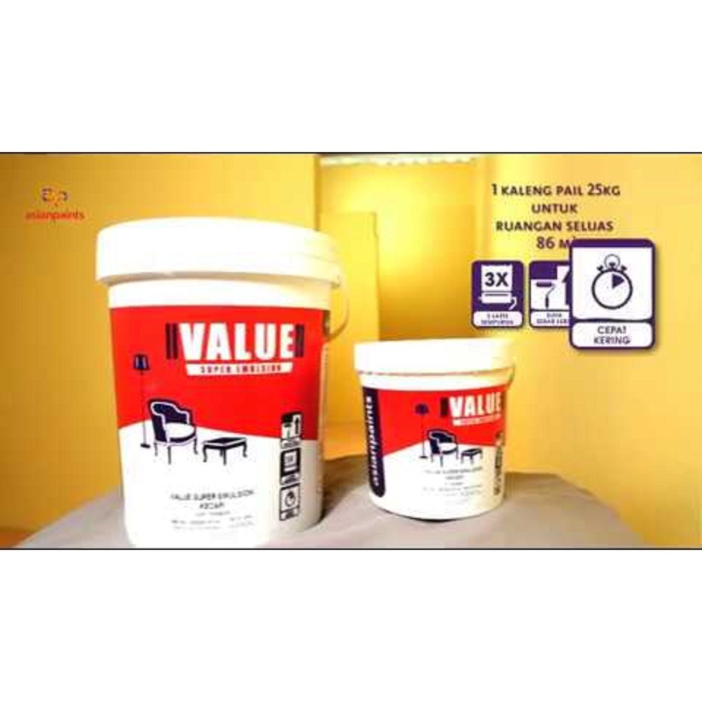 Cat Tembok Interior Asian Paints 5 Kg - APKOValue Super Emulsion / Cat Asian Paint 5kg SW-21 (Putih)