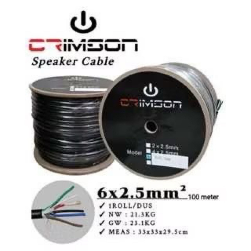 Kabel Crimson 6x2,5 kabel speaker/ spiker serabut hitam 6x2.5 / 6*2,5  HARGA 1 ROLL ISI 100 METER