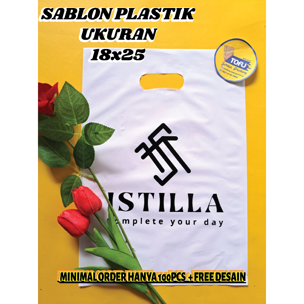 plastik sablon 18x25 free desain plastik olshop kemasan