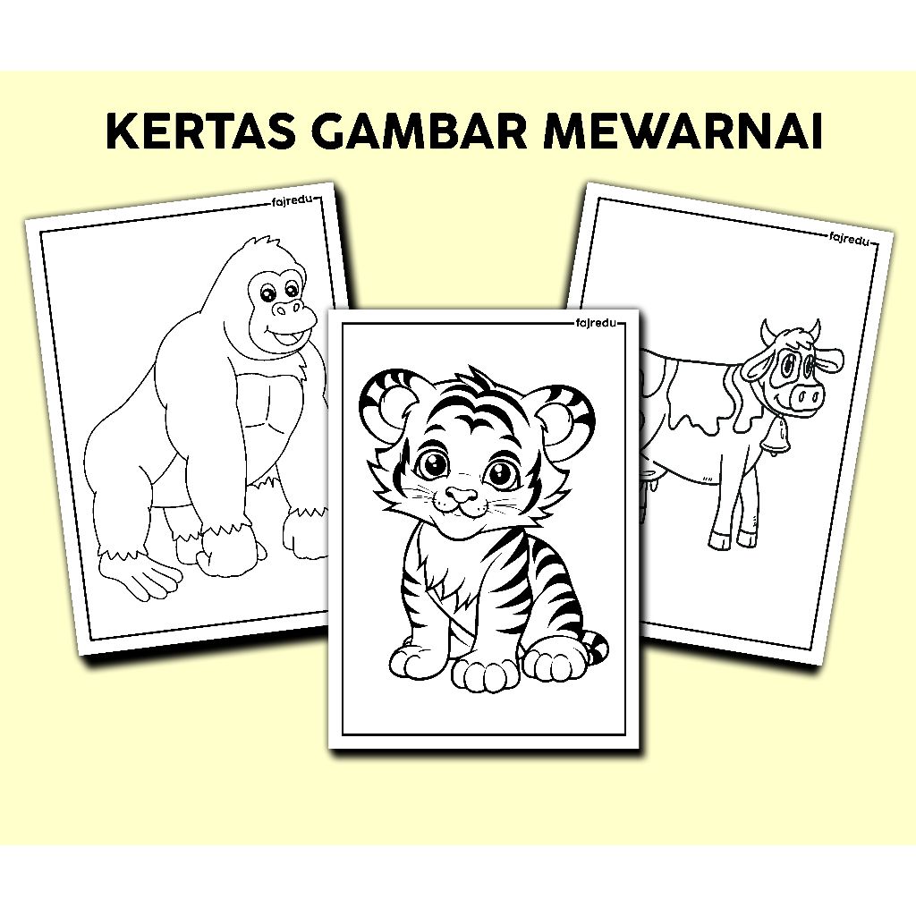 20 Lembar Kertas Mewarnai / Coloring / Kertas Gambar Hewan Education