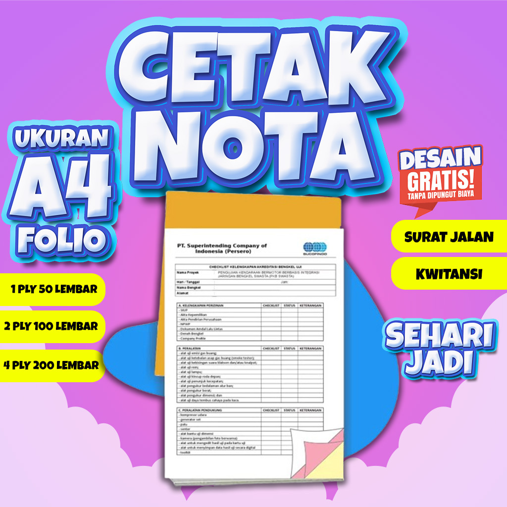 

CETAK NOTA SURAT JALAN CUSTOM A4/F4 RANGKAP 4 PLY