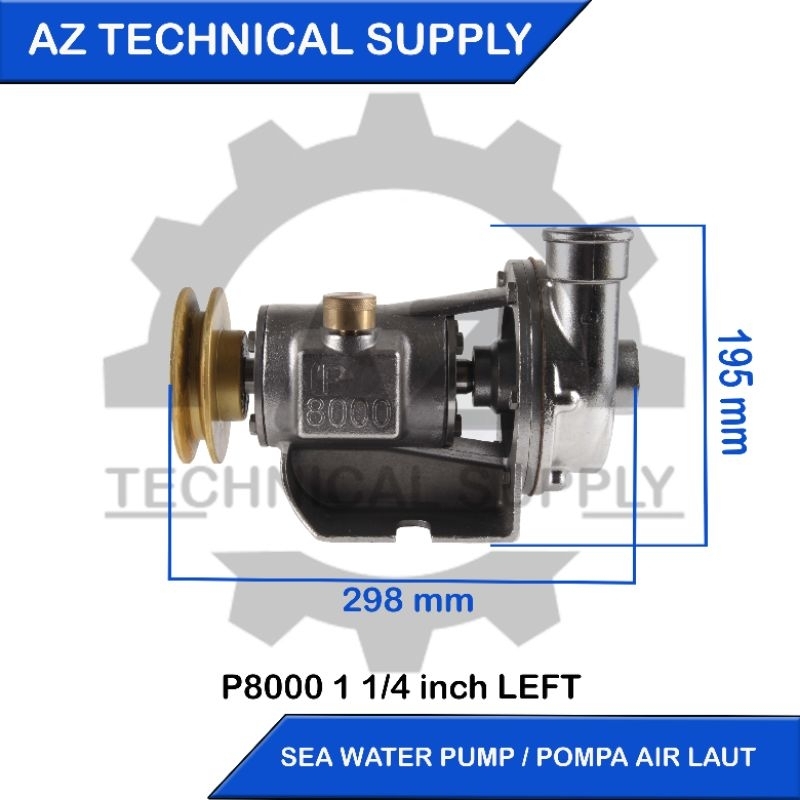 Sea Water Pump / Pompa Air Laut / Pompa Keong / Pompa Stainless P 8000 1 1/4"  Putaran Kiri