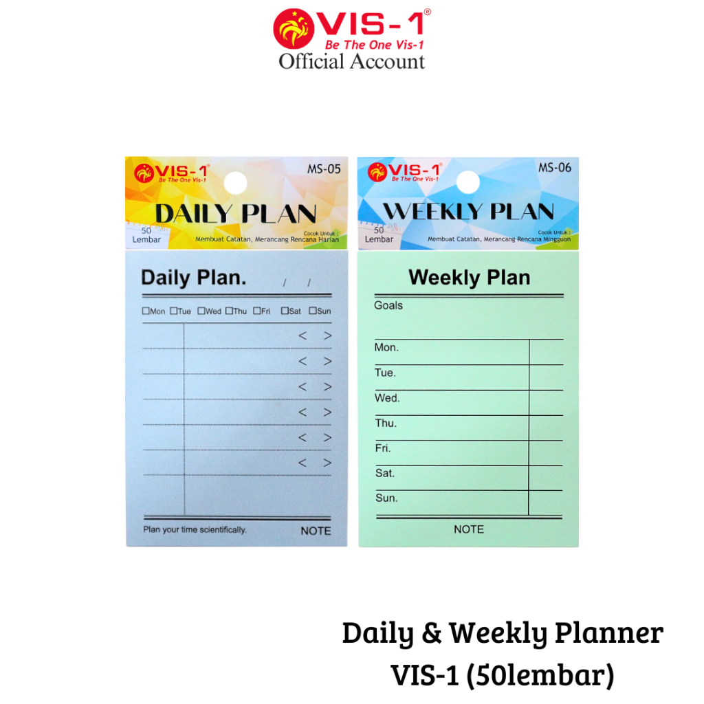 

VIS-1 - Kertas Daily Weekly Planner Kecil / 1pcs 50lembar / ukuran 7.5 x 10cm