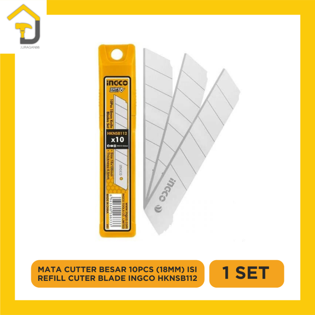 

Mata Cutter Besar 10Pcs (18mm) Isi Refill Cuter Blade INGCO HKNSB112