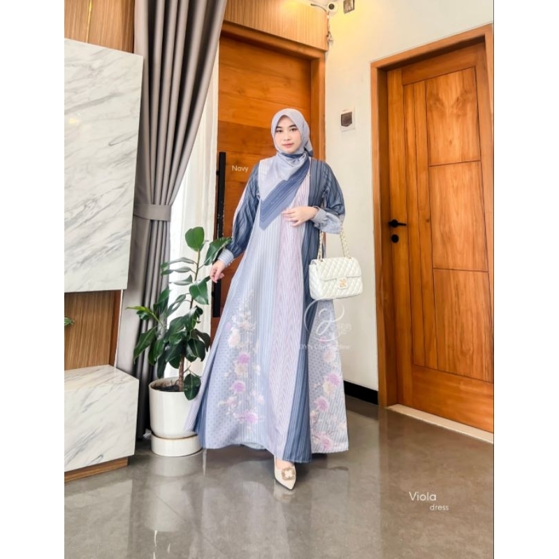 Viola Dress / Baju Dress Muslim / Dress Gamis Bahan Mayora Premium