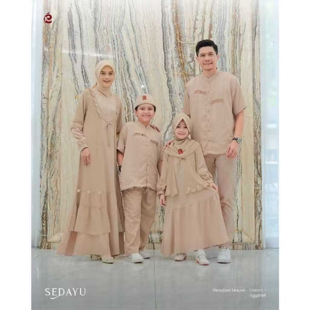 KEKE - SARIMBIT SEDAYU SERIES WARNA CREAM COUPLE KELUARGA BUSANA MUSLIM KEKE