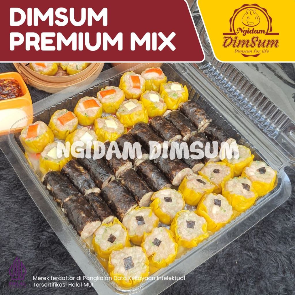 

Dimsum Premium Mix Isi 50 pcs Sertifikasi Halal MUI Plus Chili 150 ml