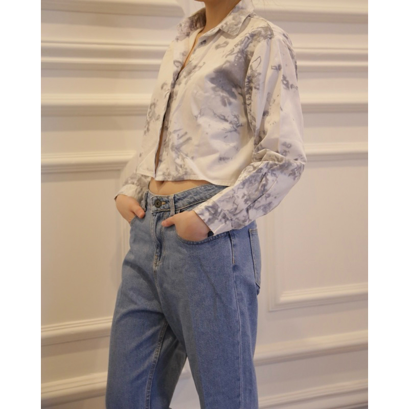 PRELOVED HL - Tiedye Cropped Outer / Crop Top / Luaran Crop / Atasan Crop Wanita / Baju Crop Lengan 