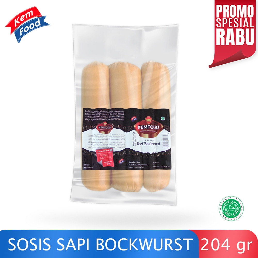 

Kemfood Beef Bockwurst - Sosis Sapi Jumbo 204 gr [Promo Rabu]