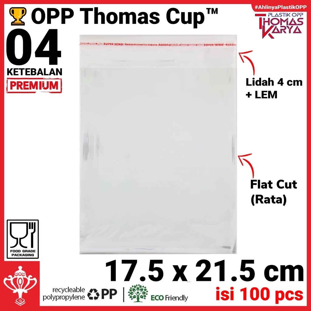 Plastik OPP 17,5x21,5 TEBAL | Isi 100 | Kantong Bening | Kemasan Roti Manis Bakery | Plastik Undanga