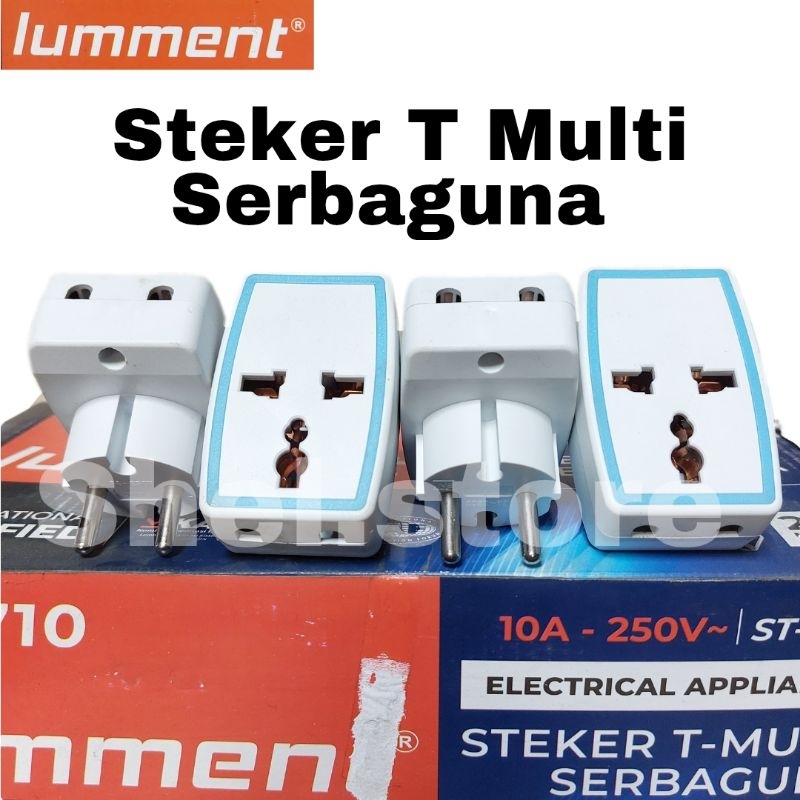 LUMMENT STEKER T MULTI | STEKER ADAPTOR KAKI 3 | ADAPTOR T KAKI 3 SERBAGUNA | SAKLAR STEKER LISTRIK 