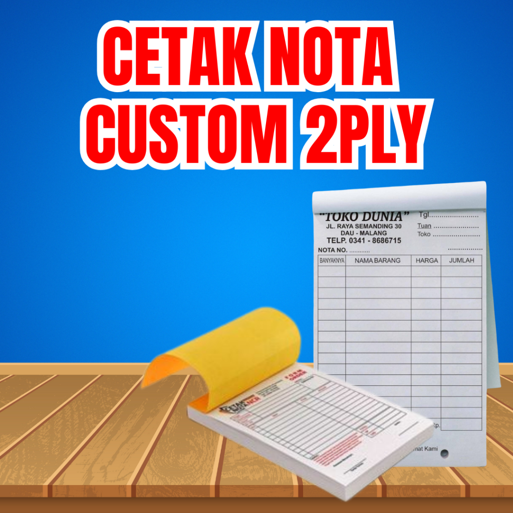 cetak nota custom 2 ply ncr bebas desain full warna