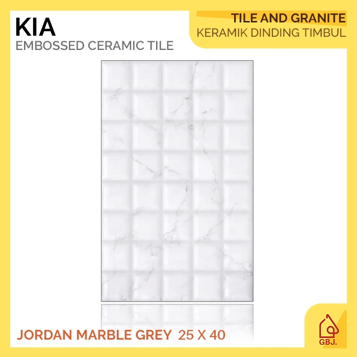 KERAMIK KIA 25 X 40 JORDAN MARBLE GREY / KERAMIK DINDING HIAS TIMBUL GLOSSY