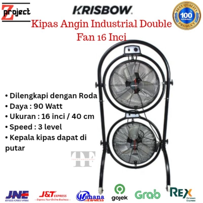 KRISBOW Kipas Angin Tingkat Double Fan Industrial 16 Inci Krisbow / Double Fan 16 Inci Krisbow / Ind
