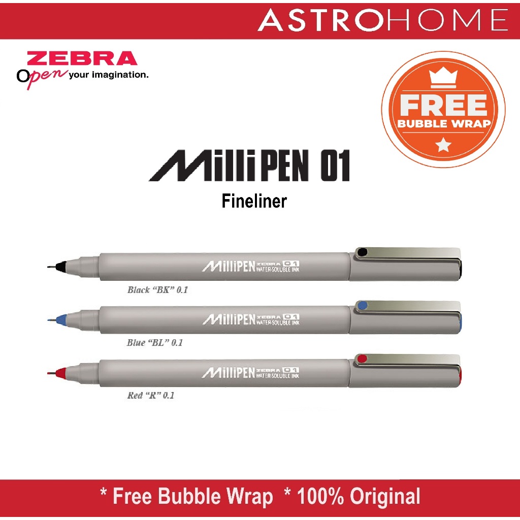

Pulpen Pen Fineliner Milipen Zebra Millipen 0.1