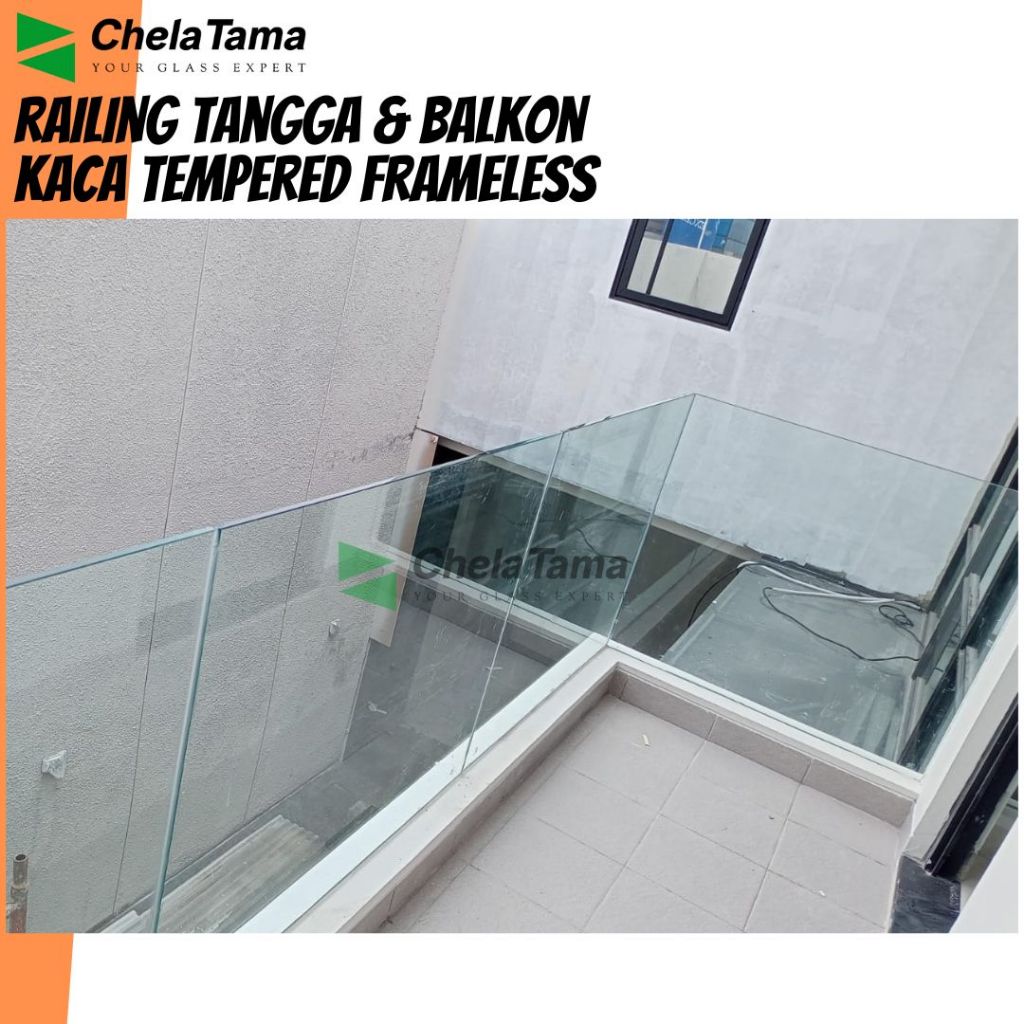 Railing Tangga Kaca Tempered Frameless