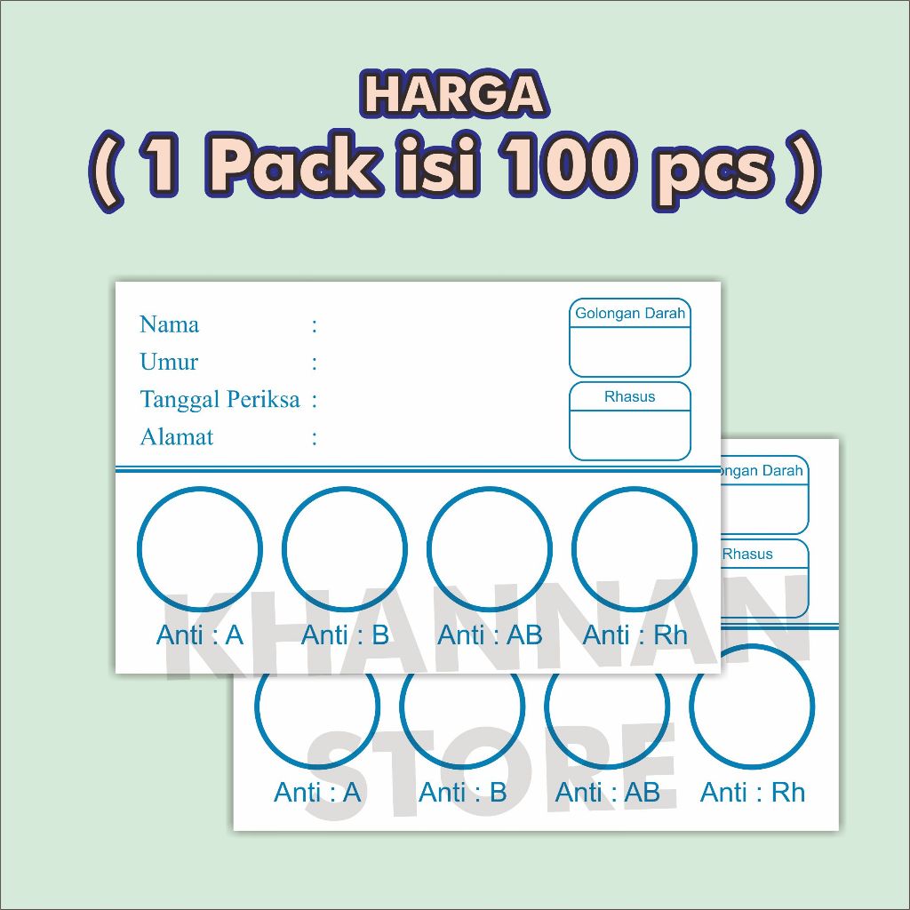 

Kartu Golongan Darah isi 100 pcs , Kartu Goldar isi 100 lembar , tes golongan darah