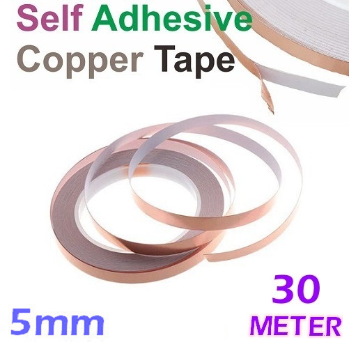 1 Roll 5mm Copper Tape Foil Isolasi Solatip Tembaga Jalur PCB Solasi Solatip Copper Tahan Panas