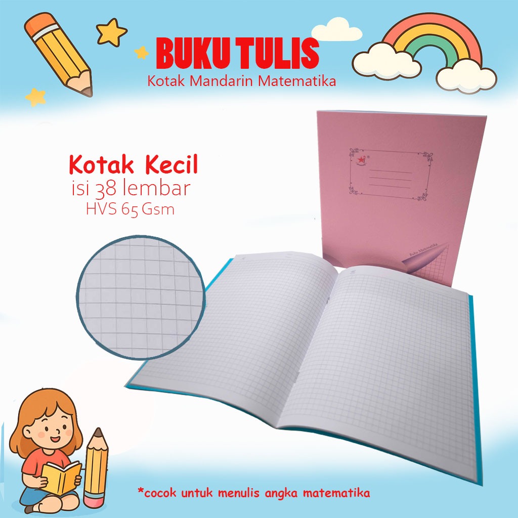 

HJK 10 Buku Tulis Kotak Besar Mandarin / Kotak Sedang / Kotak Kecil / Garis 5 / Garis 3 / Matematika