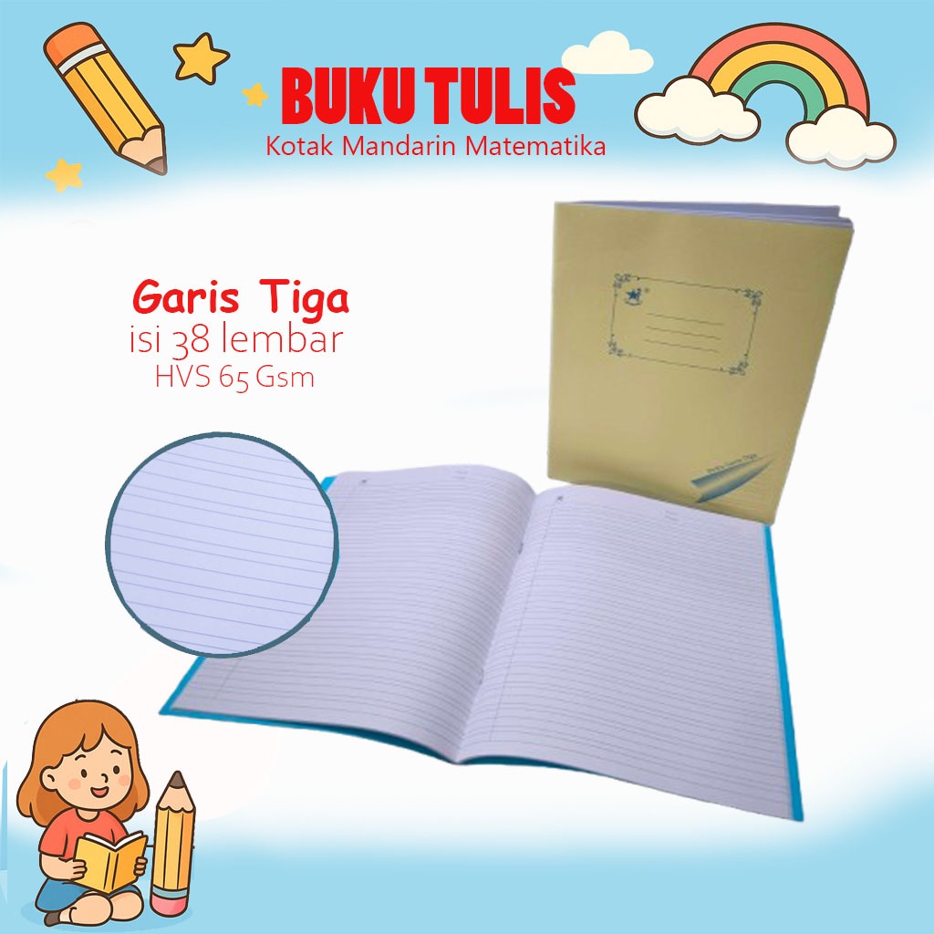 

RB 10 Buku Tulis Kotak Besar Mandarin / Kotak Sedang / Kotak Kecil / Garis 5 / Garis 3 / Matematika