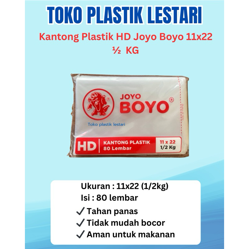 Kantong plastik HD Joyo Boyo 9x18(1/4kg), 11x22 (1/2kg), 18x27 ( 1 1/2kg), 20x30 (2kg) butek buram