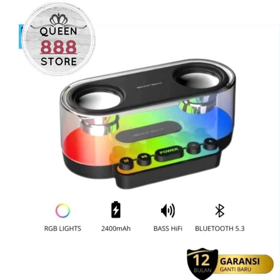 SOONBOX S302 Speaker Bluetooth 5.3 Portabel 20W Suara 360° LED Light Bass Sound + Mechanical Button 