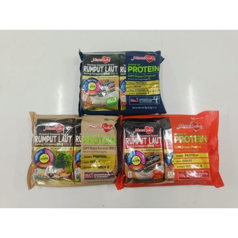 

Mamasuka Rumput Laut ( 1 bungkus isi 2 pcs @4.5 gr )