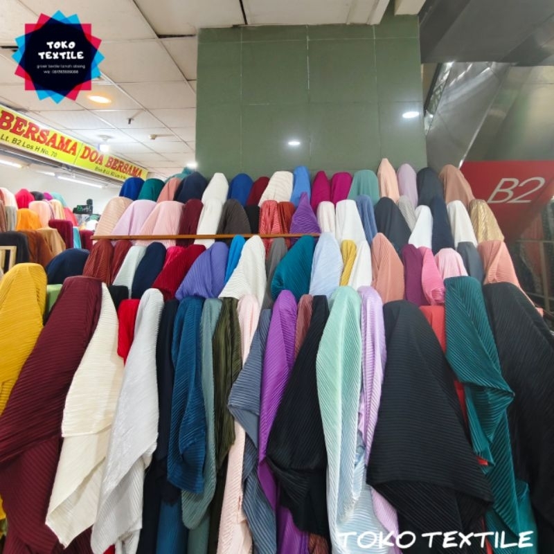 Promo Bahan Satin Plisket Premium/Bahan Kain Plisket Harga Per 0.5 meter