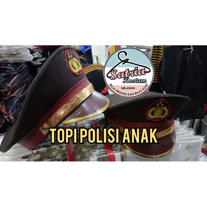 TOPI POLISI ANAK || TOPI POLISI || ASESORIES BAJU POLISI ANAK || KOSTUM POLISI ANAK || TOPI POLISI A