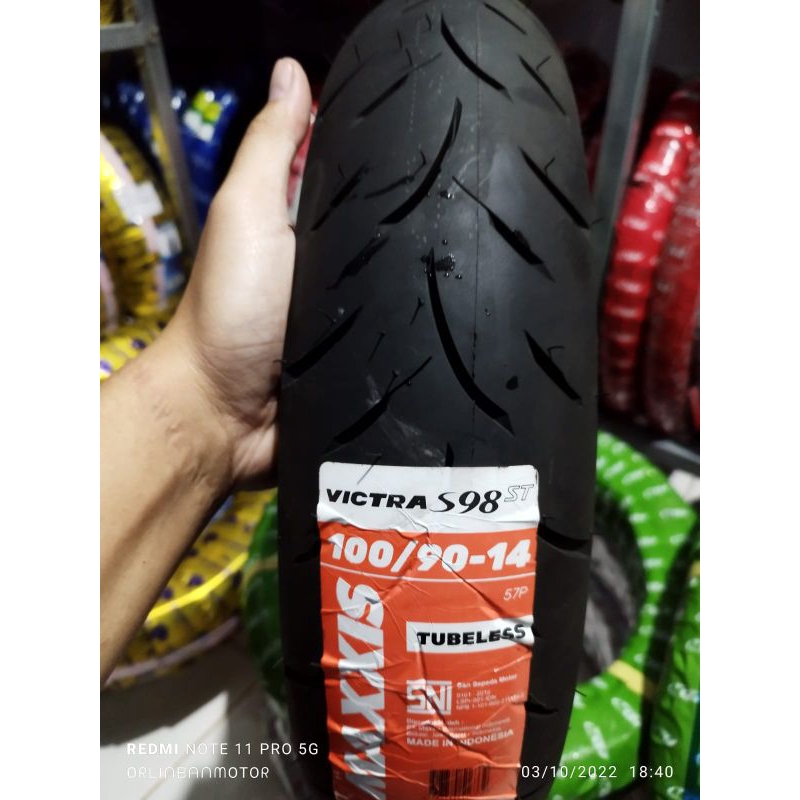 BAN MAXXIS VICTRA 100/90-14 TUBLES/BAN BELAKANG YAMAHA LEXI/BAN LUAR MAXXIS BELAKANG LEXI/BAN BELAKA