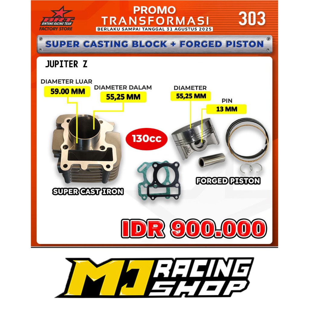 BLOK PISTON BRT JUPITER Z OLD LAMA 110 BURHAN / VEGA R NEW 5TP 5TN SUPER CASTING BLOCK FORGED PISTON