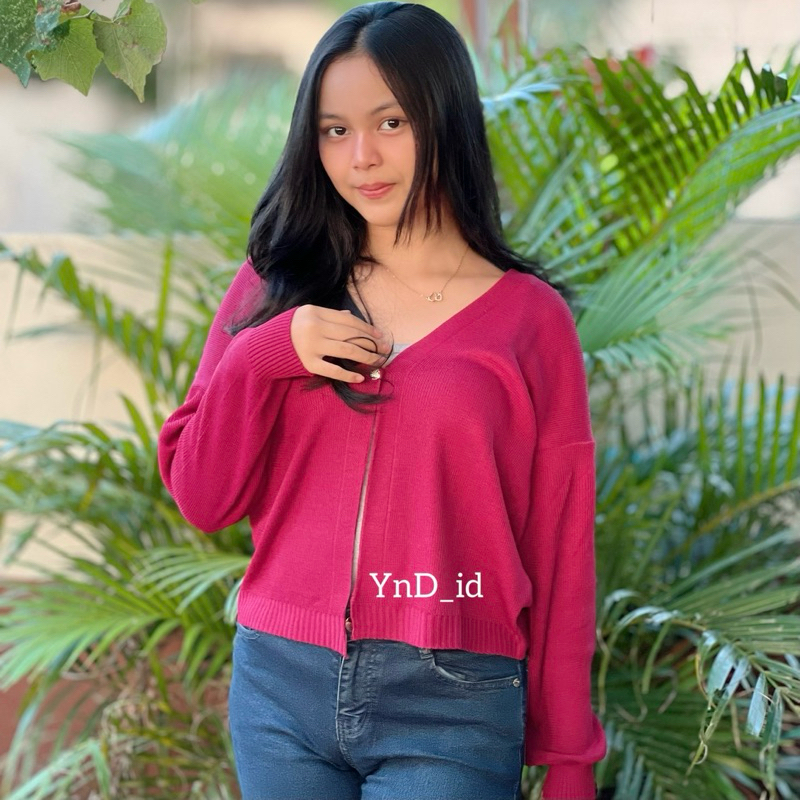 MANJA Rajut Atasan Wanita Korean Style Crop Cardigan